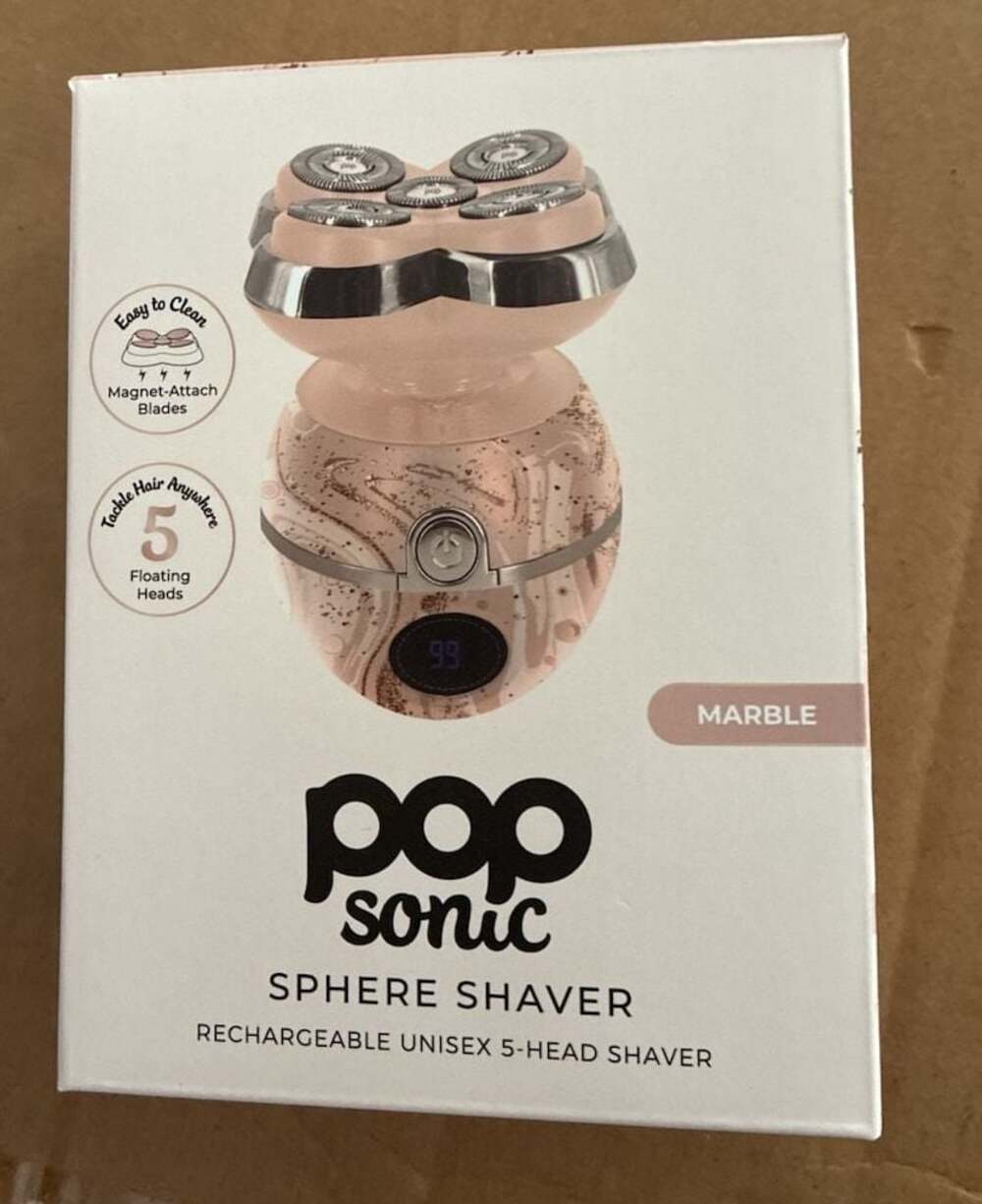 Pop Sonic Sphere Rechargeable Unisex 5-Head Shaver (Marble)